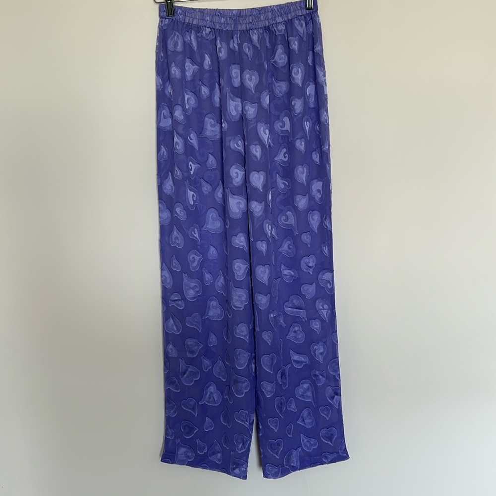 VTG Victoria’s Secret Purple Heart Sheer Pajama Pants - Size Medium - Picture 2 of 8